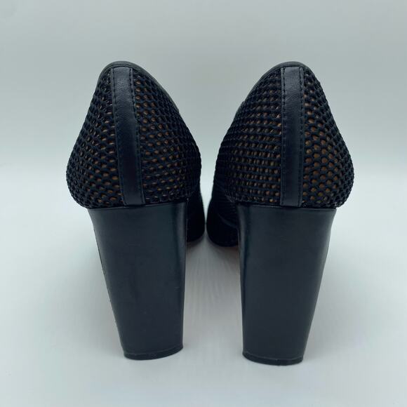 Derek Lam 10 Crosby Black Net Mesh Point Toe Pump Heels Preppy Women's size 8 - Picture 4 of 9